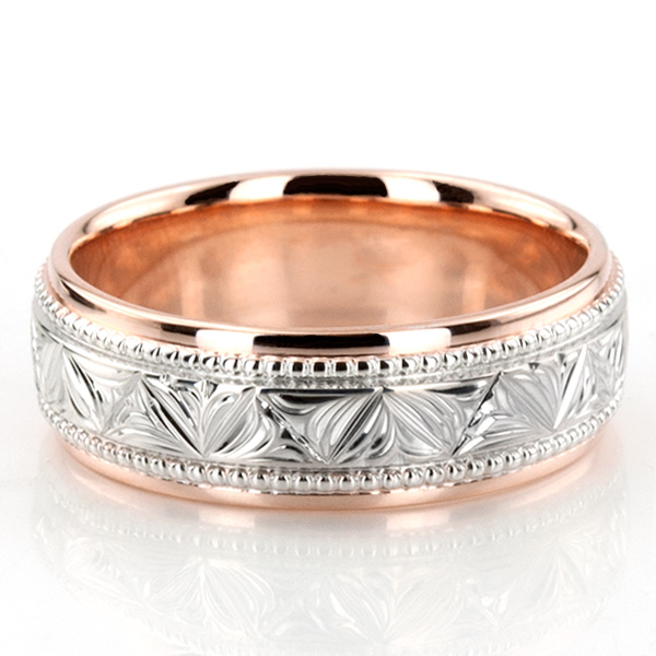 Floral Bead Design Wedding Ring