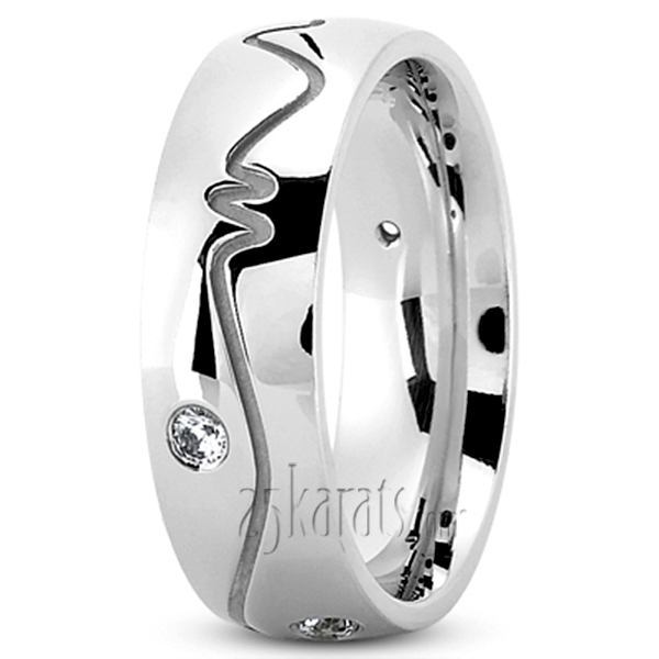Exquisite Carved Design Diamond Wedding Ring - main view