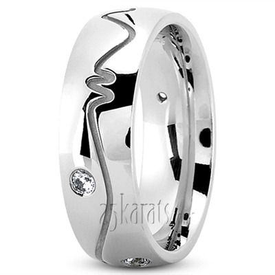 Exquisite Carved Design Diamond Wedding Ring - main view thumbnail