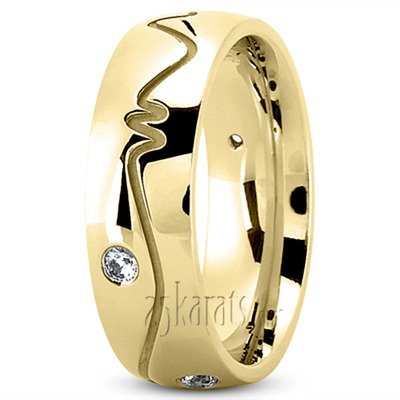 Exquisite Carved Design Diamond Wedding Ring - view 2 thumbnail