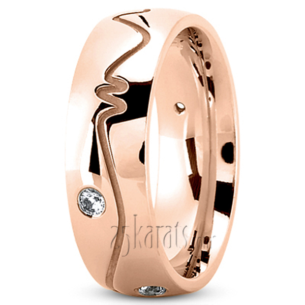 Exquisite Carved Design Diamond Wedding Ring - view 3