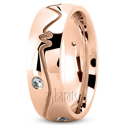 Exquisite Carved Design Diamond Wedding Ring - view 3 thumbnail