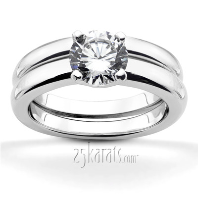 Four Prong Solitaire Diamond Bridal Ring Set