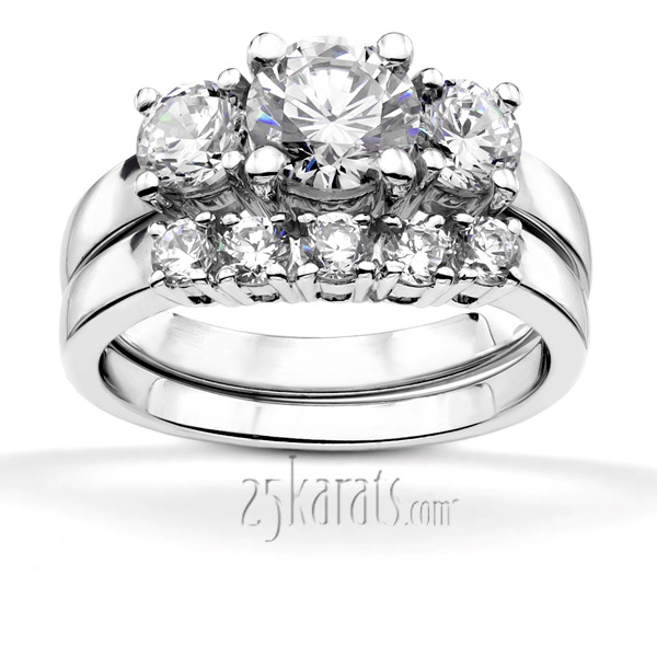 14K white gold Classic Three Stone Engagement Ring (0.70 ct. tw.) - alternate view 5