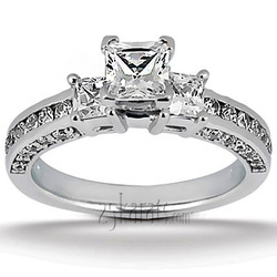 Princess and Round Diamond Combination Engagement Ring (1.06 ct.tw.)