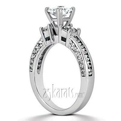 14K white gold Princess and Round Diamond Combination Engagement Ring (1.06 ct. tw.) - alternate view 2
