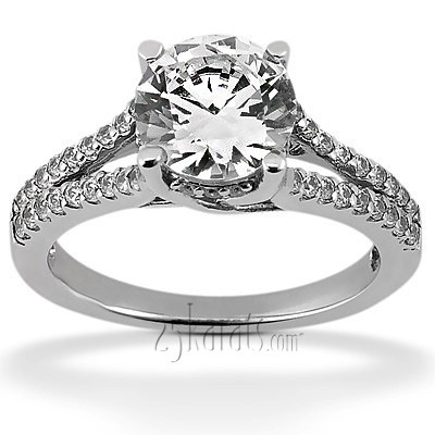 18K white gold Split Shank Trellis Diamond Bridal Ring (0.22 t.c.w.) - main view
