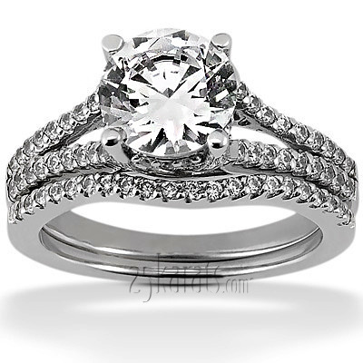 18K white gold Split Shank Trellis Diamond Bridal Ring (0.22 t.c.w.) - alternate view 2