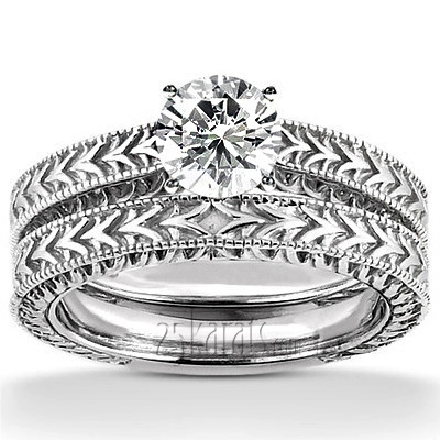 14K white gold Vintage Solitaire Diamond Bridal Ring - alternate view 5