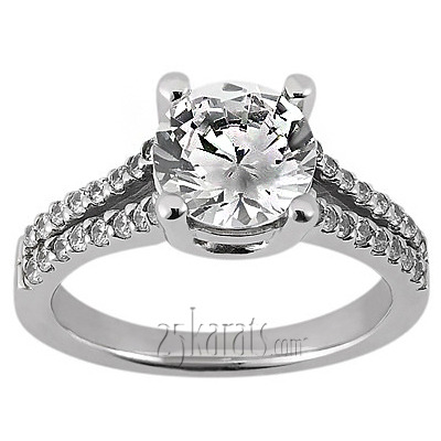 18K rose gold Shared Prong Split Shank Diamond Bridal Ring ( 0.30 tcw) - main view