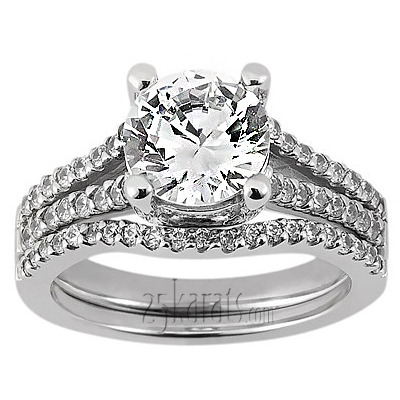 18K rose gold Shared Prong Split Shank Diamond Bridal Ring ( 0.30 tcw) - alternate view 2