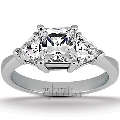 14K white gold Prong Set Three Stone Diamond Bridal Ring (0.30 ct. tw.) - main view