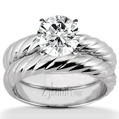 18K white gold Antique Solitaire Diamond Bridal Ring - alternate view 5