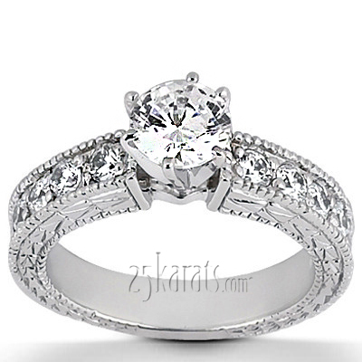 Antique Engraved Diamond Engagement Ring (0.20 ct. tw.) - view 6