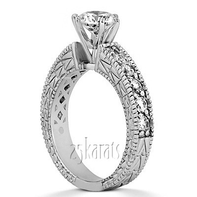 14K white gold Antique Engraved Diamond Engagement Ring (0.20 ct. tw.) - alternate view 7