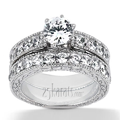 Antique Engraved Diamond Engagement Ring (0.20 ct. tw.) - view 8