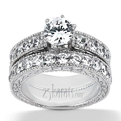 14K white gold Antique Engraved Diamond Engagement Ring (0.20 ct. tw.) - alternate view 8
