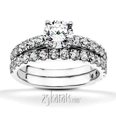 14K white gold Scalloped Micro Pave Set Low Cathedral Diamond Engagement Ring (1/3 ct. tw.) - alternate view 2
