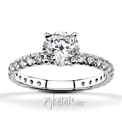 14K white gold Contemporary Micro Pave Set Diamond Engagement Ring (1/2 ct. tw.) - alternate view 4
