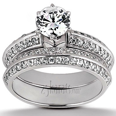 14K white gold Round Cut Bead/Pave Prong Set Diamond Bridal Ring (0.20 ct. tw.) - alternate view 21