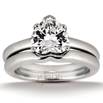 14K white gold Heart Shape Solitaire Diamond Bridal Ring - alternate view 5