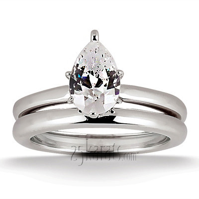 platinum Pear Shape Solitaire Diamond Bridal Ring - alternate view 5