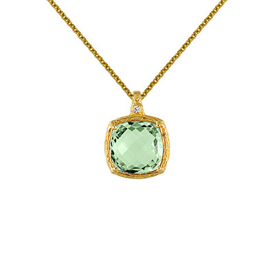 18k Gold Green Amethyst Pendant - view 1 of 3