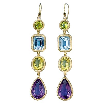 Multi Color Gem Stone Dangle Earrings - view 1 of 2