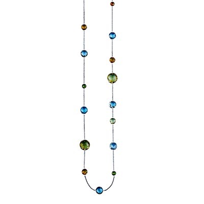 All Round Checkers Cut Bezel Set Multi Color Gem Stone Necklace - view 1 of 1