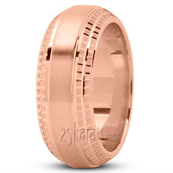 14K pink gold 9mm. satin High-Center-Designer-Wedding-Ring - alternate view 5