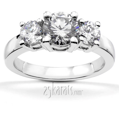 14K white gold Classic three Stone Engagement Ring ( 0.7 ct. tw.) - main view