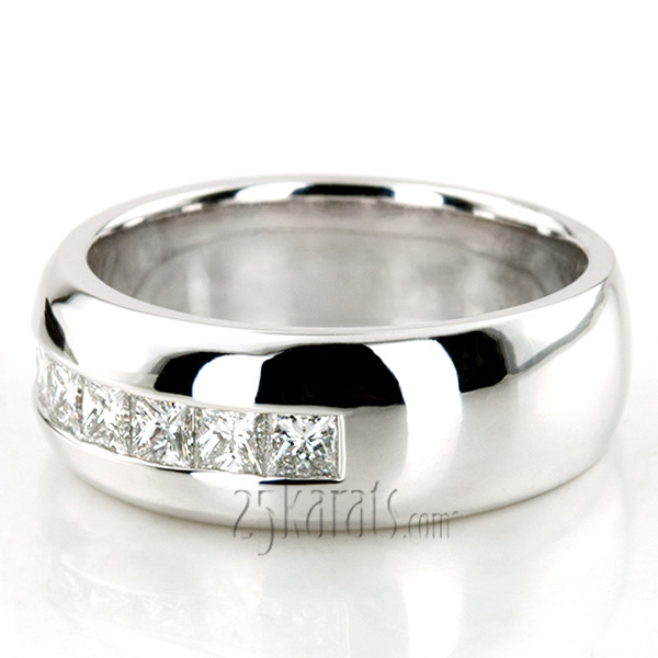 14K white gold 1.19 ct. Princess Cut Channel Set Diamond Men's Ring - alternate view 2