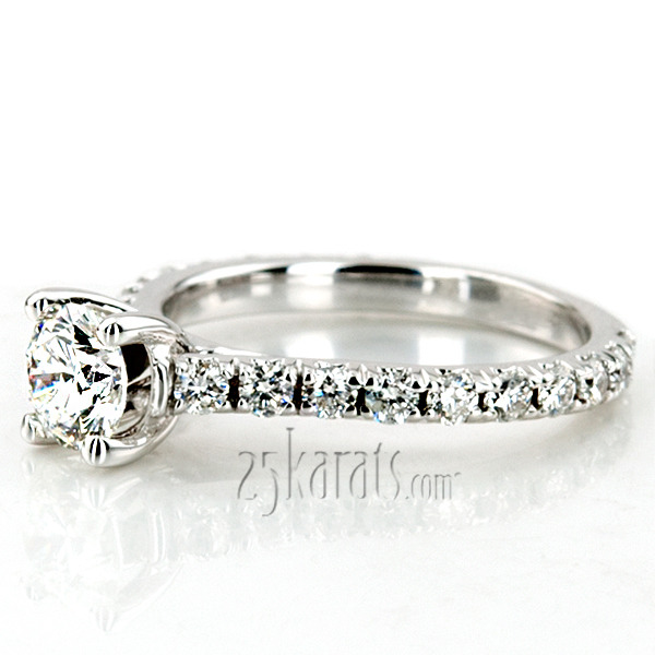 18K white gold Micro Pave Set Classic Cathedral Diamond Engagement Ring (7/8 ct. tw.) - alternate view 6