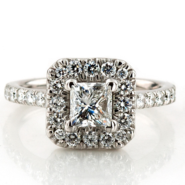 14K white gold Micro Pave Setting Halo Engagement Ring (7/8 ct. tw.) - alternate view 10