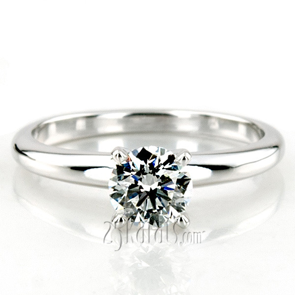 18K white gold Round Cut Classic Solitaire Diamond Engagement Ring - alternate view 5
