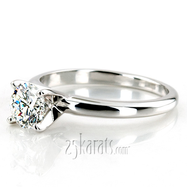 18K white gold Round Cut Classic Solitaire Diamond Engagement Ring - alternate view 6