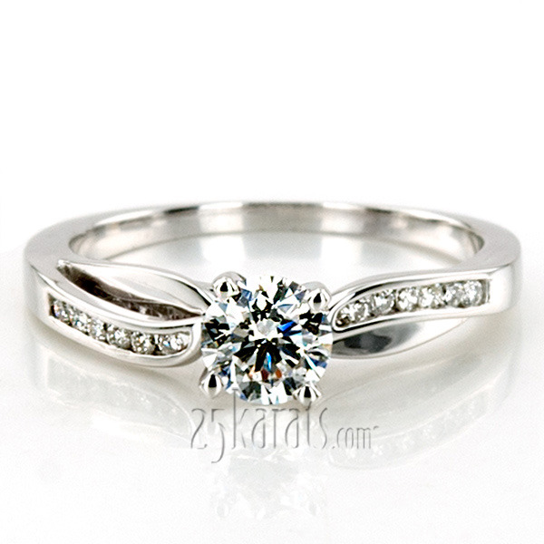 18K white gold Channel Setting Round Diamond Engagement Ring (0.10 ct. tw.) - alternate view 29