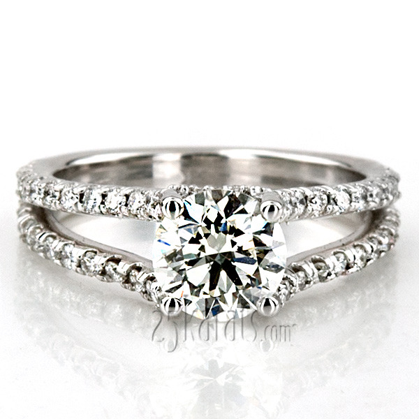 18K white gold Micro Pave Set Split Shank Diamond Engagement Ring (1/2 ct. tw.) - alternate view 5