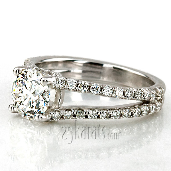 18K white gold Micro Pave Set Split Shank Diamond Engagement Ring (1/2 ct. tw.) - alternate view 6