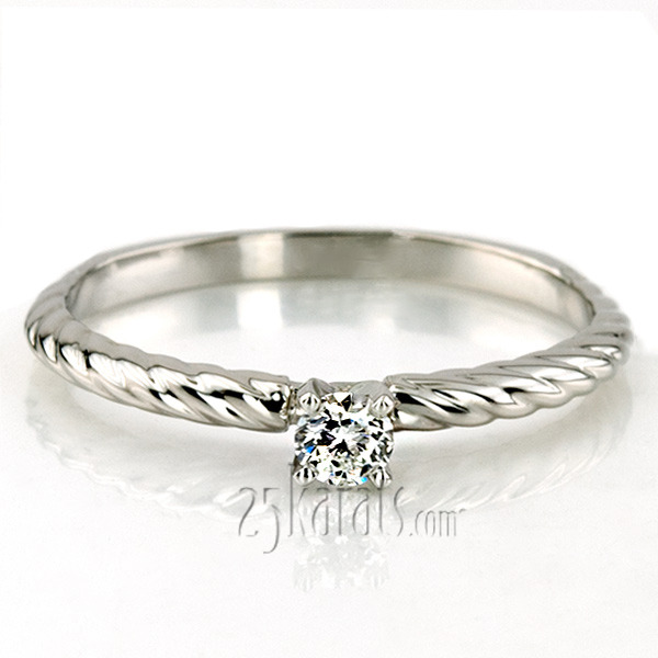 18K white gold Antique Solitaire Diamond Bridal Ring - alternate view 6