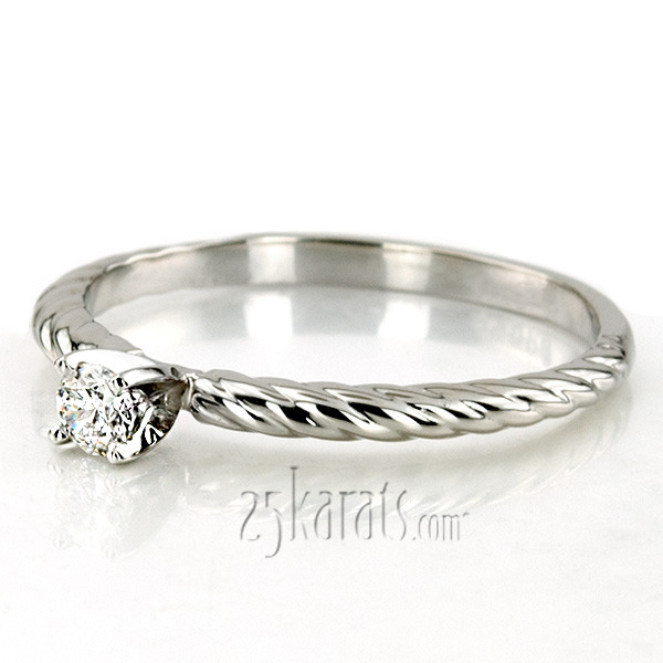 18K white gold Antique Solitaire Diamond Bridal Ring - alternate view 7