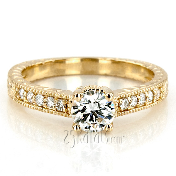 14K white gold Round Cut Antique Diamond Engagement Ring (0.15 ct. tw.) - alternate view 5