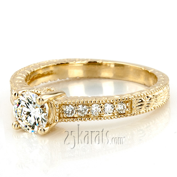 14K white gold Round Cut Antique Diamond Engagement Ring (0.15 ct. tw.) - alternate view 6