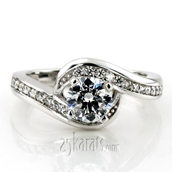 14K white gold Bypass Shank Pave Setting Diamond Bridal Ring (0.24 t.c.w.) - alternate view 29