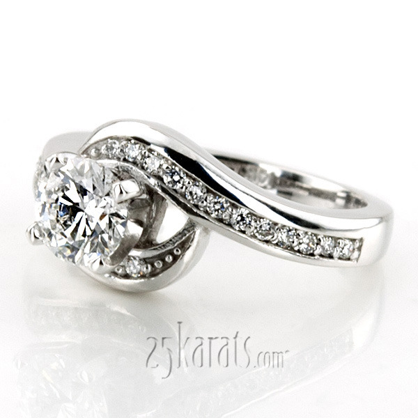 14K white gold Bypass Shank Pave Setting Diamond Bridal Ring (0.24 t.c.w.) - alternate view 30