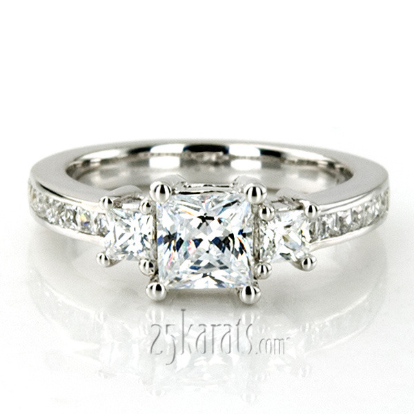14K white gold Three Stone Princess Diamond Engagement Ring (1.80 t.c.w.) - alternate view 5