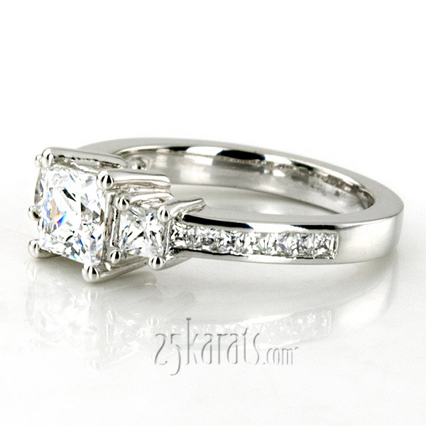 14K white gold Three Stone Princess Diamond Engagement Ring (1.80 t.c.w.) - alternate view 6