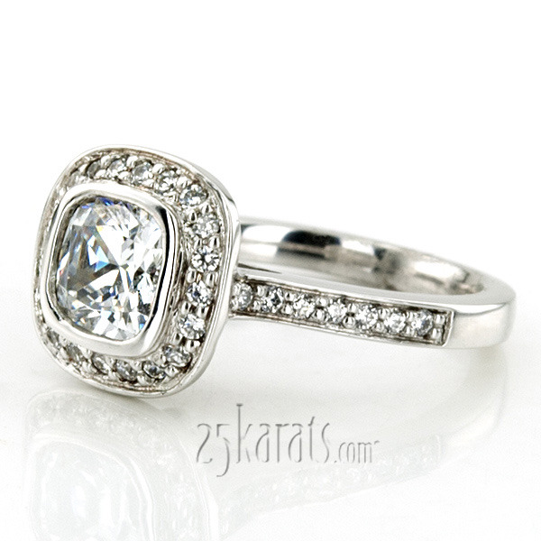 14K white gold Cushioned Bezel Center Pave Engagement (0.43 ct. tw.) - alternate view 5