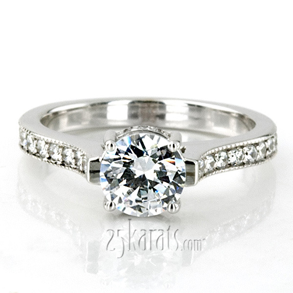 14K white gold Elegant Four Prong Diamond Engagement Ring (1/2 ct. tw.) - alternate view 4