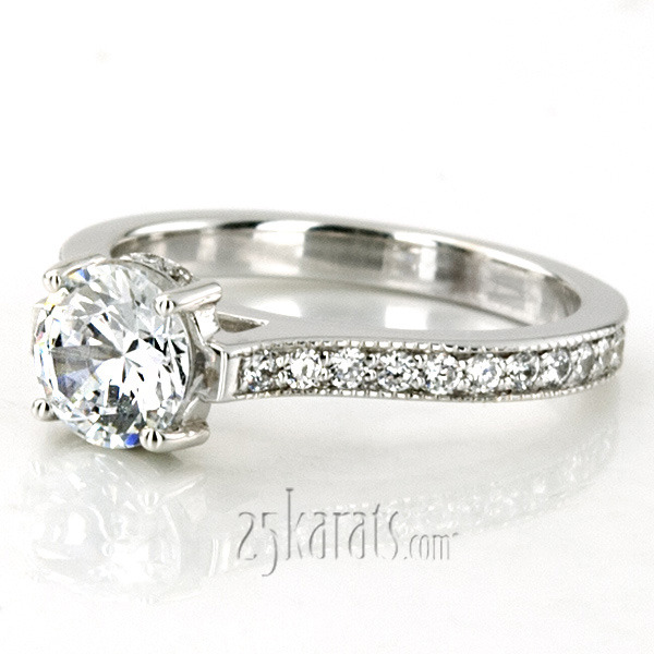14K white gold Elegant Four Prong Diamond Engagement Ring (1/2 ct. tw.) - alternate view 5